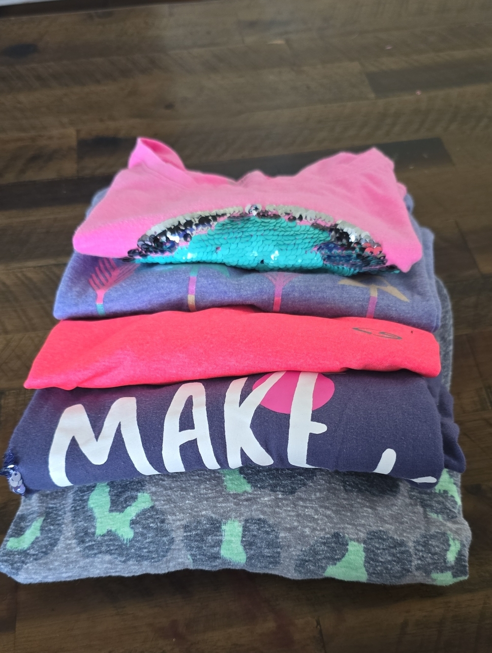 Stack of Girls' Graphic Tees - Pink, Turquoise, Purple